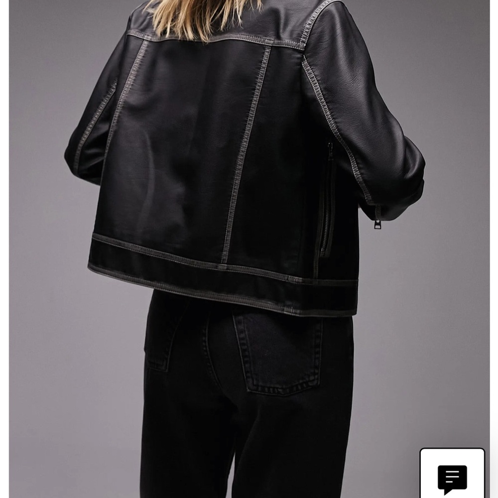 Racing Jacket Topshop distressed faux leather jacket worn 1 XS pristine cond - Picture 2 of 10